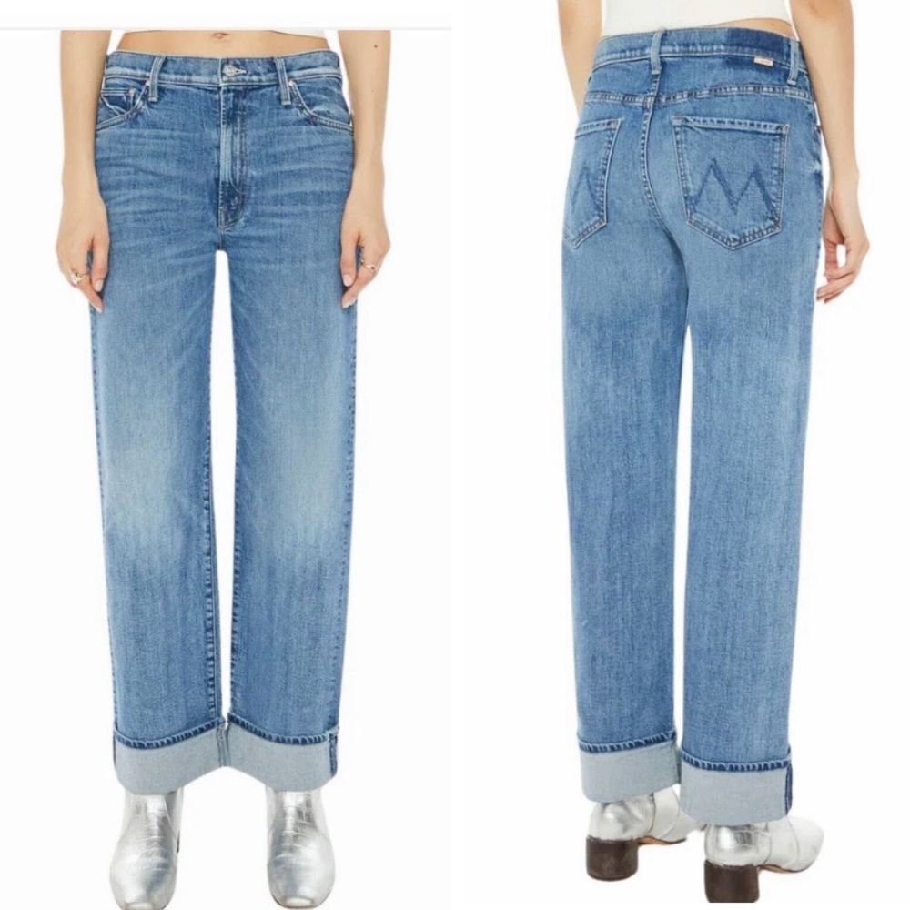 NWT Mother Superior The Dodge Flood Cuff Denim Jean in Toil and Trouble Size 30